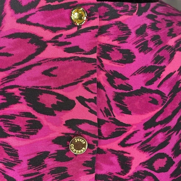 Juicy Couture Women’s 12 Silk Ruffle Leopard Print Peasant Blouse - Picture 6 of 9